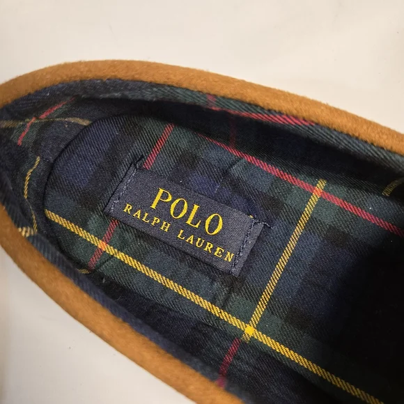 Polo Ralph Lauren Dezi V Slippers Mens 7 Brown Moccasin Indoor Outdoor Cozy - Picture 3 of 5
